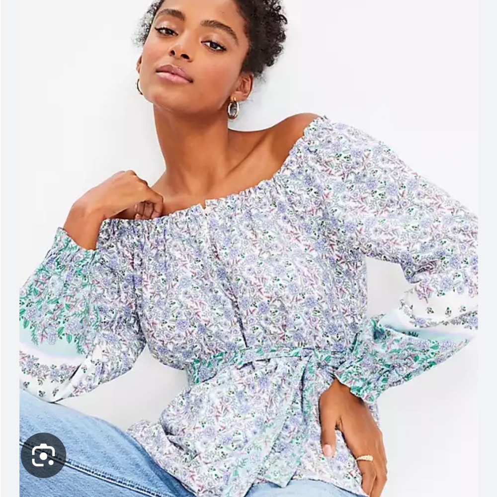 LOFT Boho Floral Belted Top